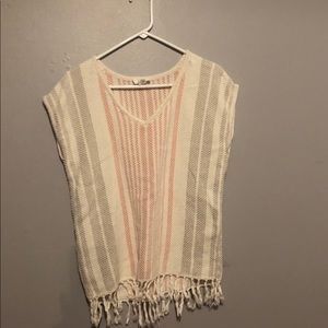 Loft Poncho Style Top. Vertical Stripes Sz SM